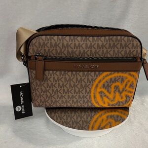 Michael Kors Tan and Orange Crossbody Bag
